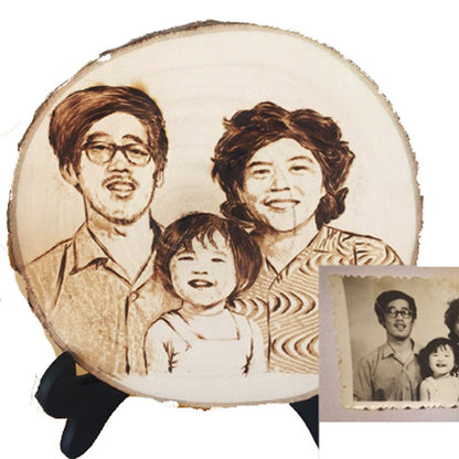 Cadre photo personnalisé en fer forgé sur copeau de bois Décoration d'intérieur faite à la main