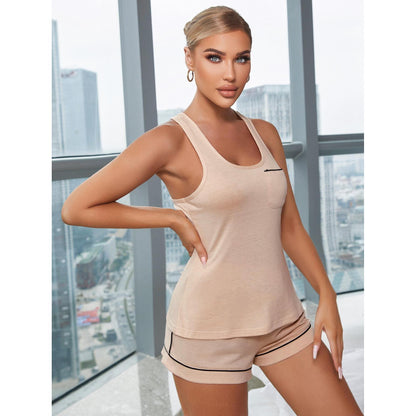 Traje de Ropa de Casa de Mujer, Chaleco con Tirantes y Pantalones Cortos para Primavera y Verano