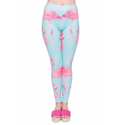 Flamingo blue European and American printed pants
