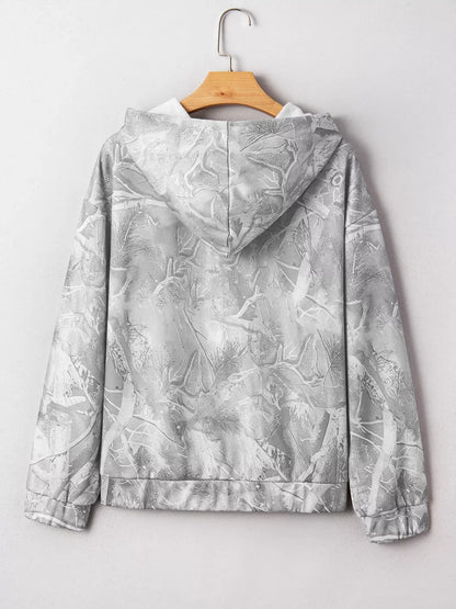 Sweat à capuche sportif oversize imprimé camouflage boisé