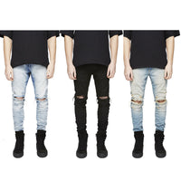 Street men's knee-skinned jeans