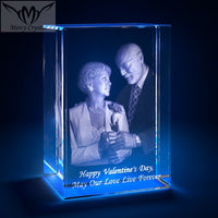 Cadre Photo Carré Laser 3D en Cristal avec Gravure Personnalisée en Cube de Verre Amour