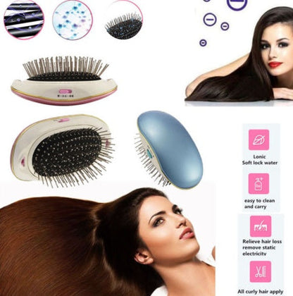 Portable negative ion anti-static straight hair vibration massage comb straight hair comb hair straightener hair comb dry battery