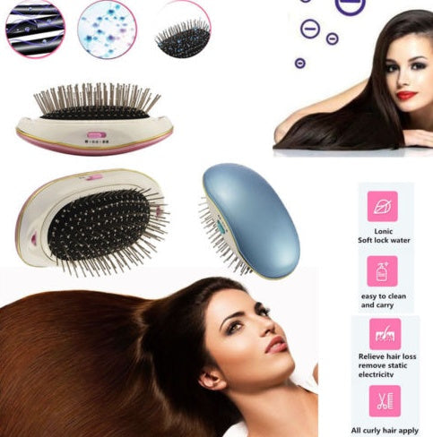 Portable negative ion anti-static straight hair vibration massage comb straight hair comb hair straightener hair comb dry battery
