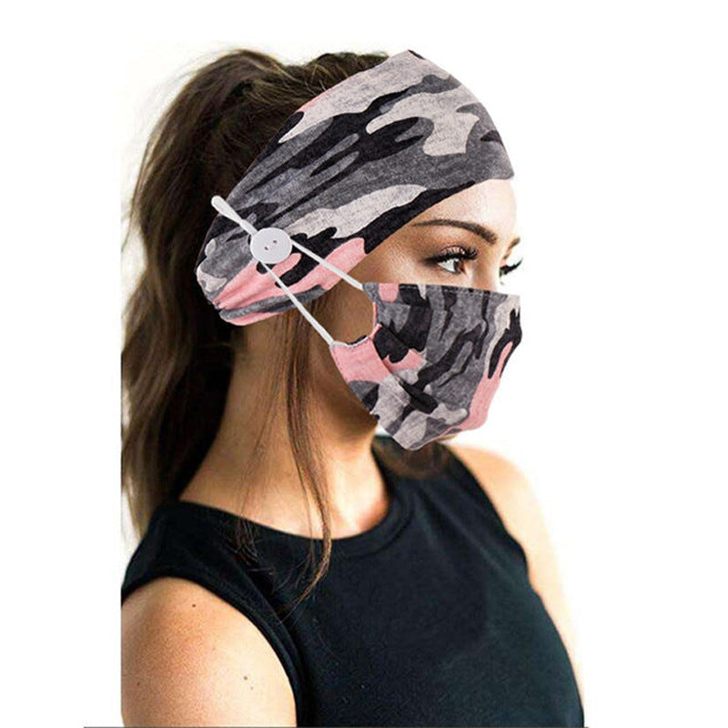 Button headband mask headscarf hair accessory 2-piece set
