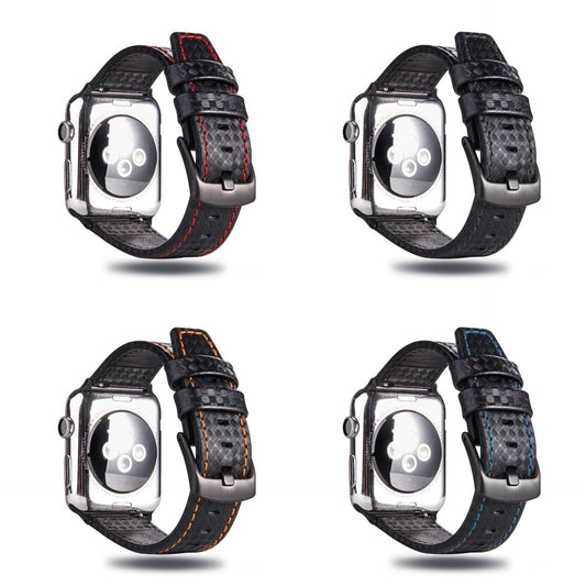 Compatible avec, montre haut de gamme en cuir et fibre de carbone