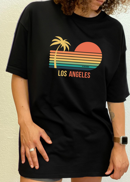 T-shirt graphique unisexe à manches courtes en viscose de bambou/coton biologique de Los Angeles