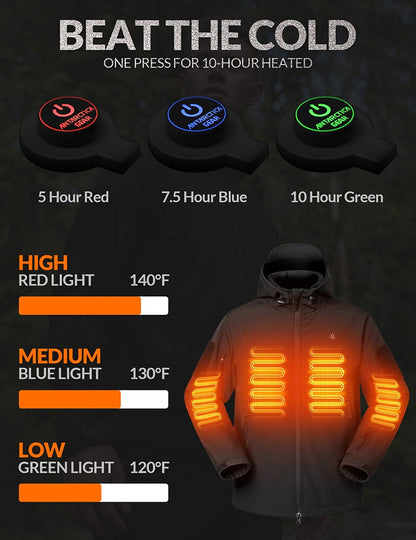 ANTARCTICA GEAR Heated Jacket for Men and Women, Winter Coat Soft Shell Heating Hood Jacket