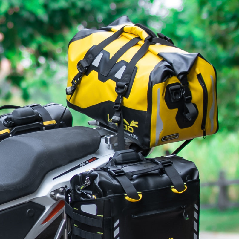 LOBOO Waterproof Motorcycle PVC Tail Bag  Magnetic Closure & Reflective Strips