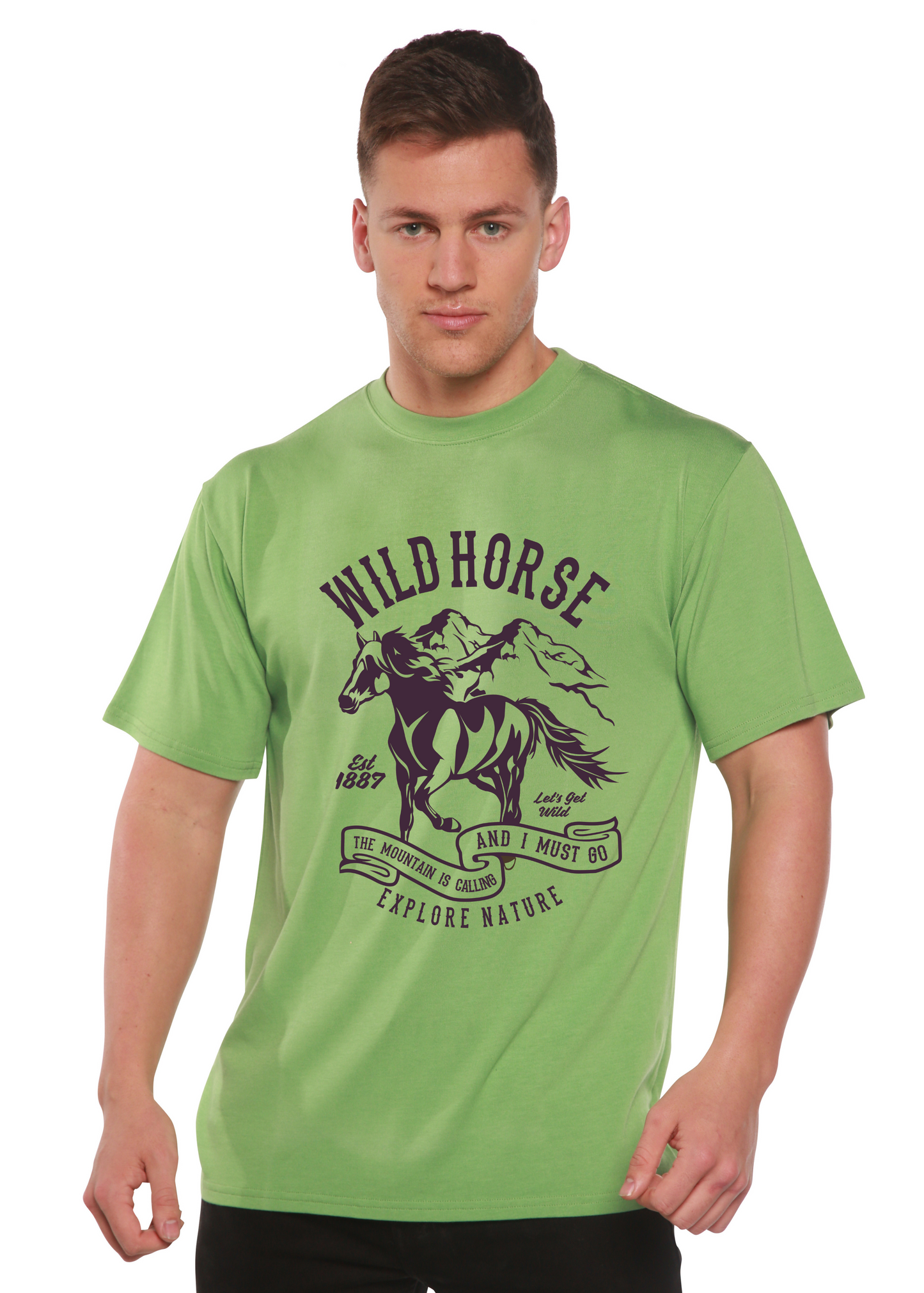 T-Shirt Graphique à Manches Courtes Wild Horse Spun Bamboo® en Viscose de Bambou/Coton Biologique pour Homme