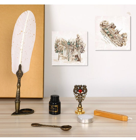 Coffret Cadeau Stylo Plume Rétro Créatif Européen en Plume