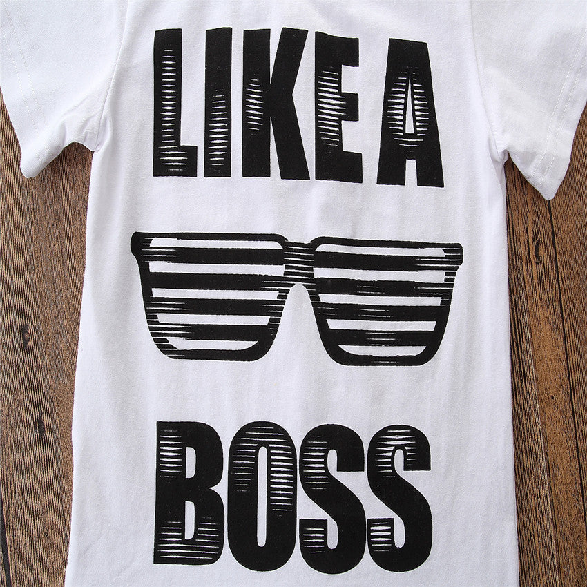 Boys Short Sleeve Letter Apparel