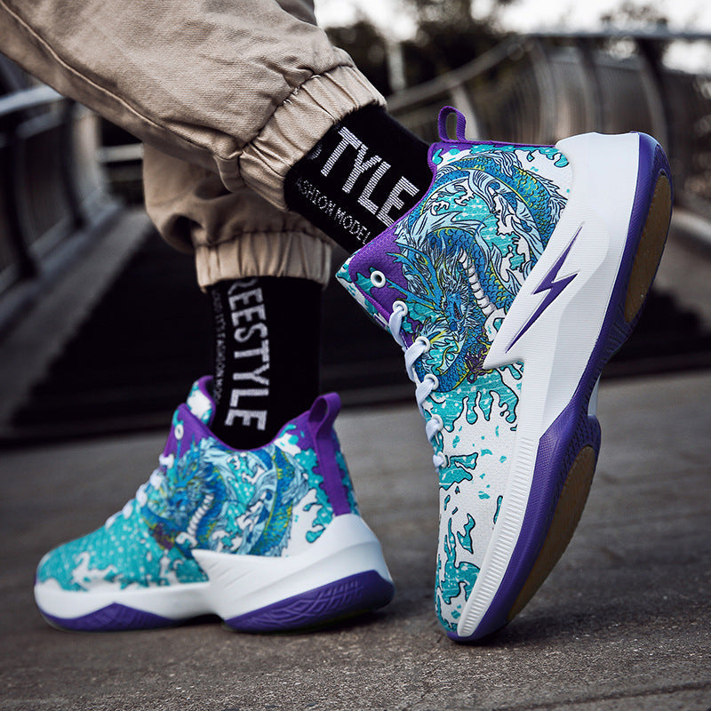 Chaussures montantes pour hommes Chaussures à la mode pour hommes Chaussures de basket-ball Graffiti