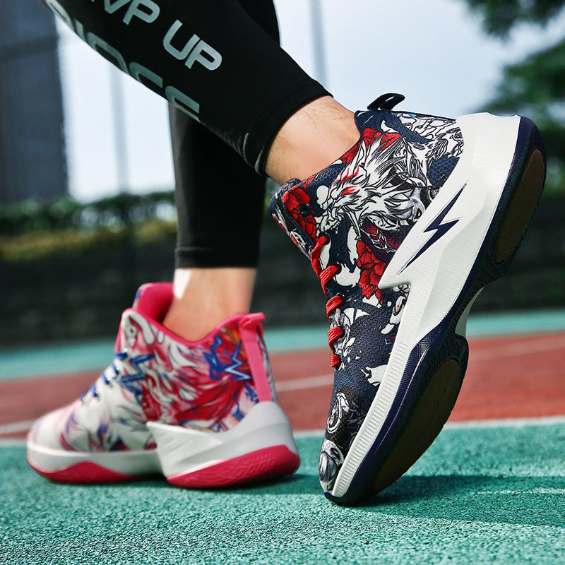 Chaussures montantes pour hommes Chaussures à la mode pour hommes Chaussures de basket-ball Graffiti