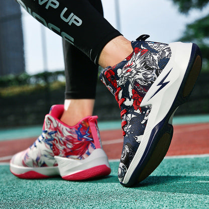 Chaussures montantes pour hommes Chaussures à la mode pour hommes Chaussures de basket-ball Graffiti