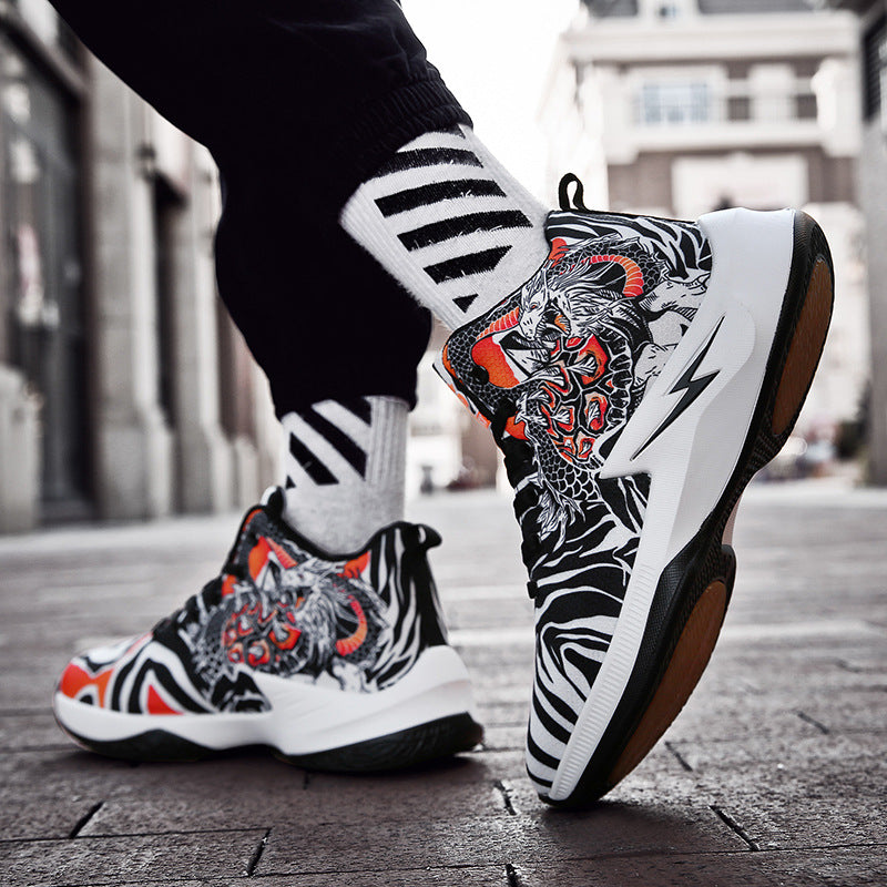 Chaussures montantes pour hommes Chaussures à la mode pour hommes Chaussures de basket-ball Graffiti