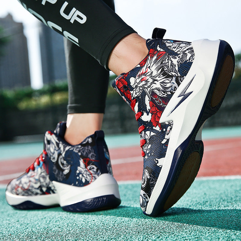 Chaussures montantes pour hommes Chaussures à la mode pour hommes Chaussures de basket-ball Graffiti