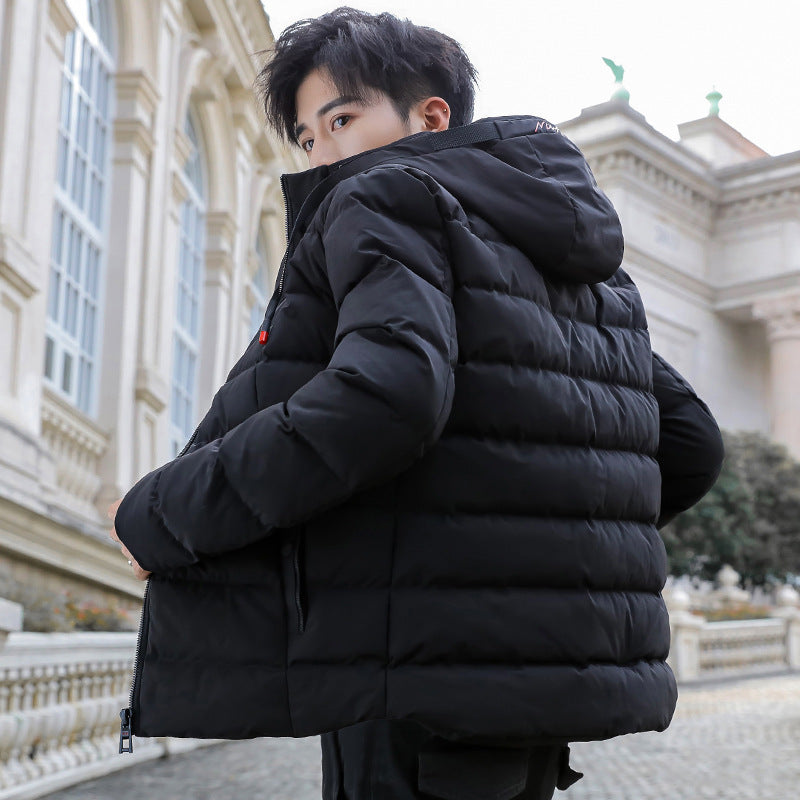 Doudoune matelassée tendance, veste courte d'hiver chaude en coton pour hommes, veste d'hiver à capuche pour jeunes