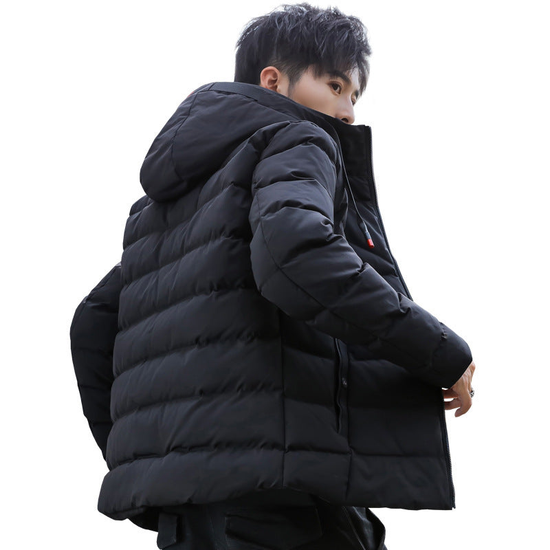 Doudoune matelassée tendance, veste courte d'hiver chaude en coton pour hommes, veste d'hiver à capuche pour jeunes