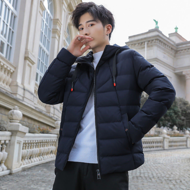 Doudoune matelassée tendance, veste courte d'hiver chaude en coton pour hommes, veste d'hiver à capuche pour jeunes