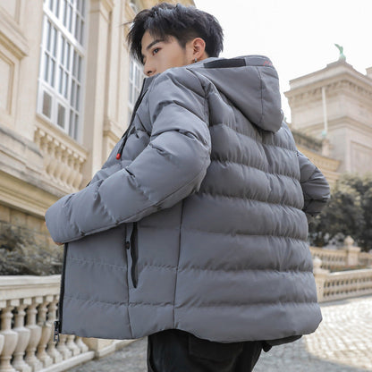 Doudoune matelassée tendance, veste courte d'hiver chaude en coton pour hommes, veste d'hiver à capuche pour jeunes