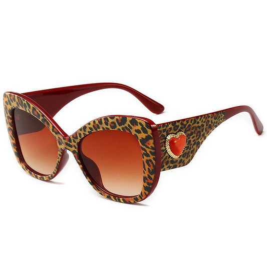 Lunettes de soleil œil-de-chat tendance léopard à grande monture, lunettes de soleil œil-de-chat personnalisées