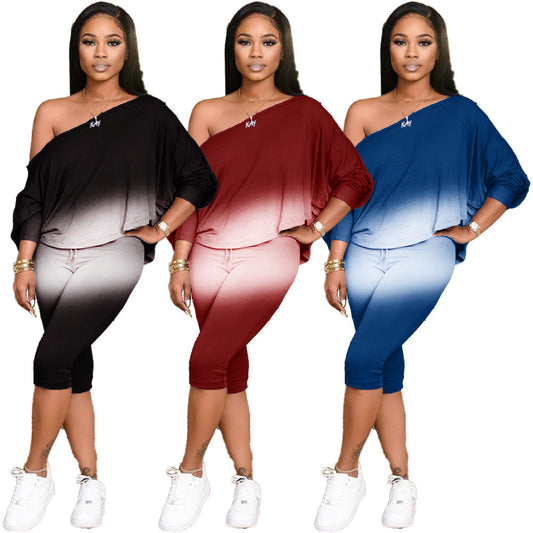 Ensemble deux pièces asymétrique pour femmes rondes