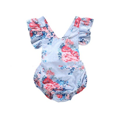 Multicolor Printed Floral One Piece Halter Romper