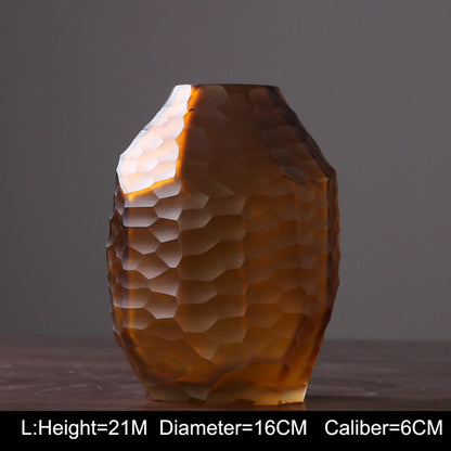 Retro Vase Geometric Rhombus Creative Glass Polygonal Bedroom Dried Flower Vase