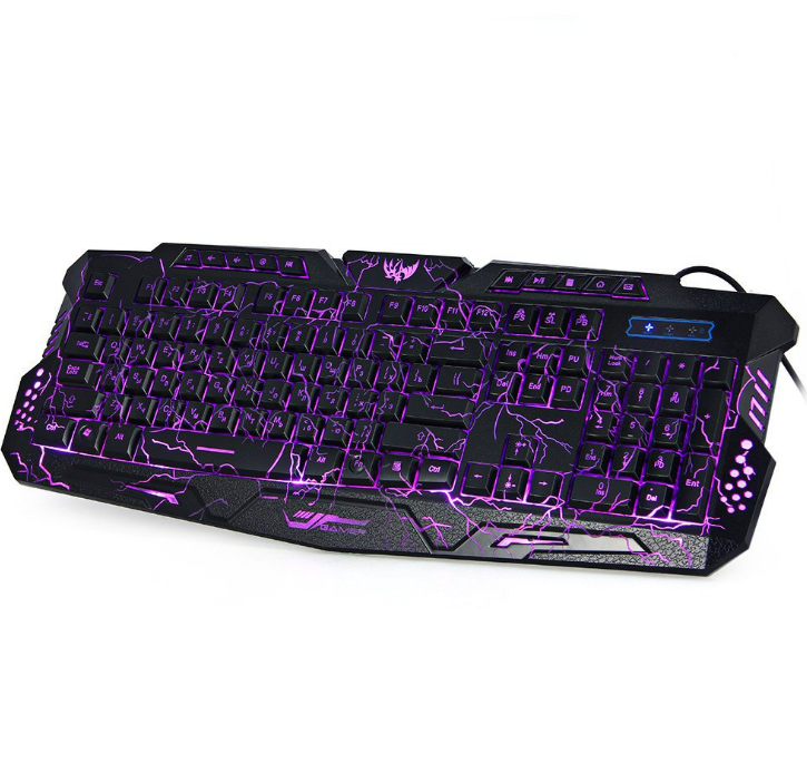 Ensemble clavier de jeu filaire J10 rétroéclairé tricolore, souris de jeu lumineuse colorée, clavier russe