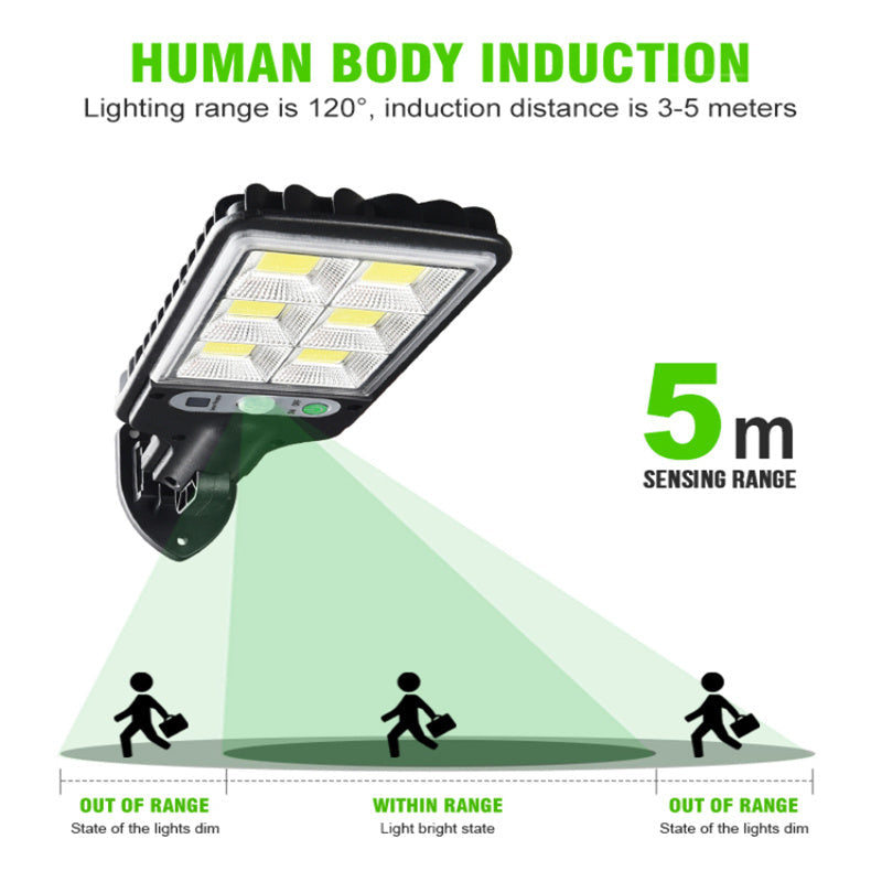 Lampe solaire d'extérieur, induction corporelle, lampadaire solaire domestique