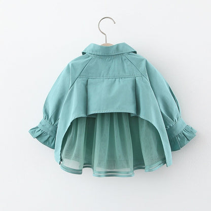 Girls Mid-length Casual Cute Windbreaker Jacket