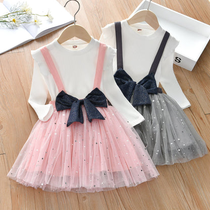 Little Girl Korean Style Western Fashionable Net Red Two-Piece Suit