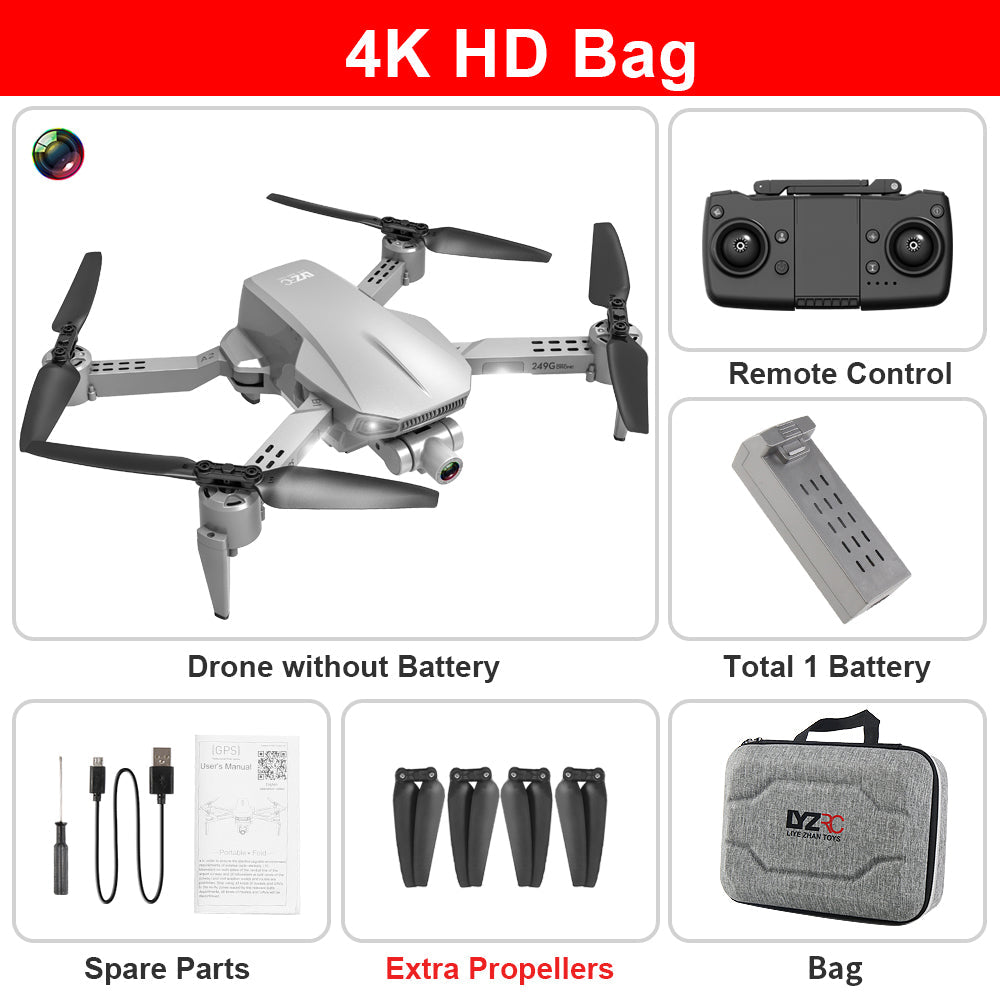 Drone 5G quadricoptère aérien 4K haute définition avec nacelle à cardan anti-choc EIS à deux axes