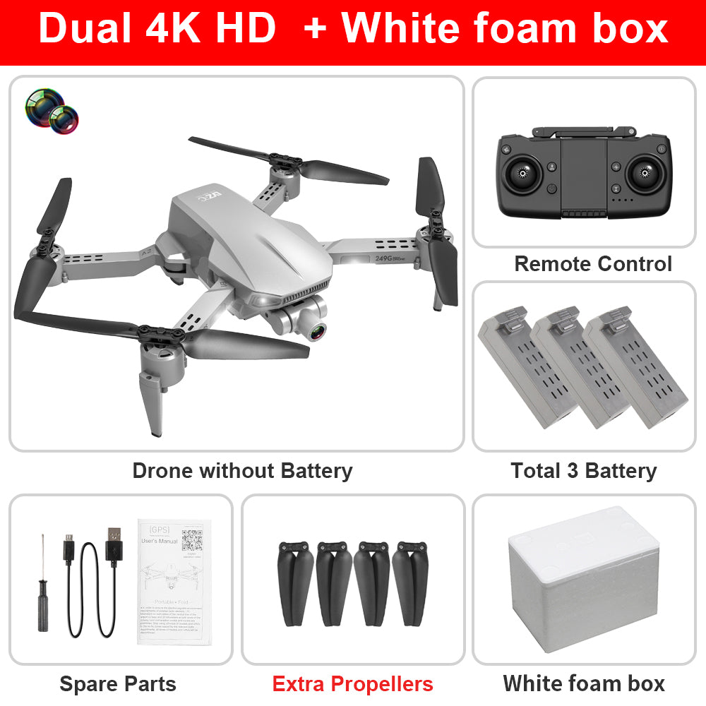Drone 5G quadricoptère aérien 4K haute définition avec nacelle à cardan anti-choc EIS à deux axes