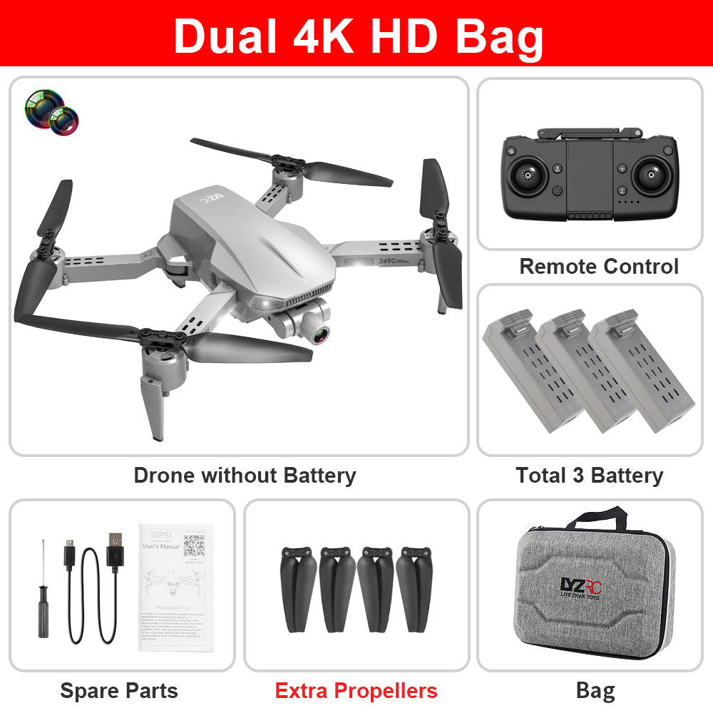 Drone 5G quadricoptère aérien 4K haute définition avec nacelle à cardan anti-choc EIS à deux axes
