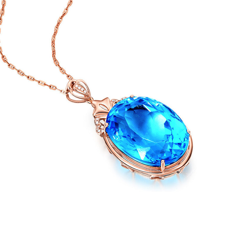 Women's Dove Egg Sapphire Necklace Jewelry