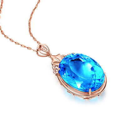 Women's Dove Egg Sapphire Necklace Jewelry