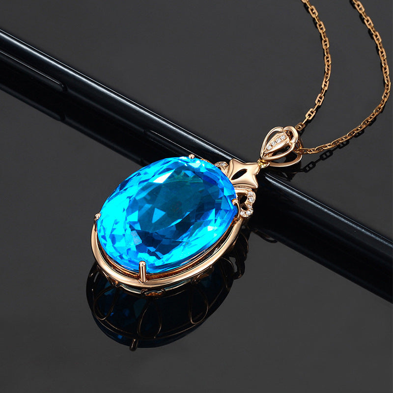 Women's Dove Egg Sapphire Necklace Jewelry