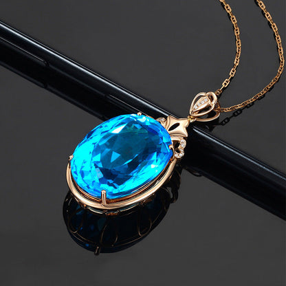 Women's Dove Egg Sapphire Necklace Jewelry