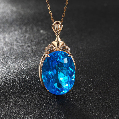 Women's Dove Egg Sapphire Necklace Jewelry