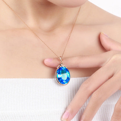 Women's Dove Egg Sapphire Necklace Jewelry