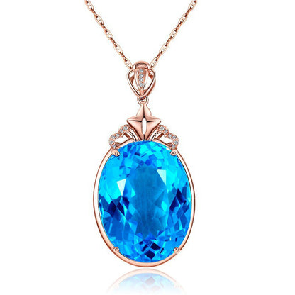 Women's Dove Egg Sapphire Necklace Jewelry