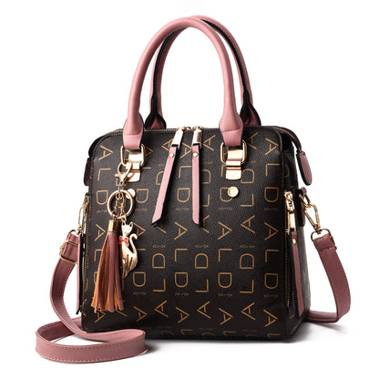 Women's Red Straps Leisure CROSS Shoulder Bag Large Capacity PU Leather Handbag