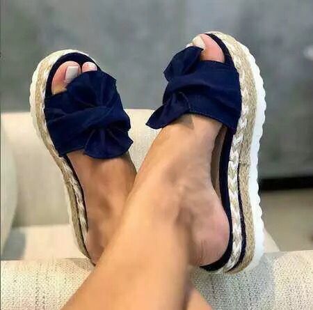 Women Bow Slippers Platform Shoes