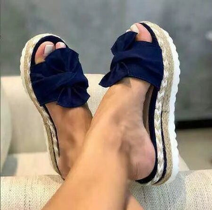 Women Bow Slippers Platform Shoes