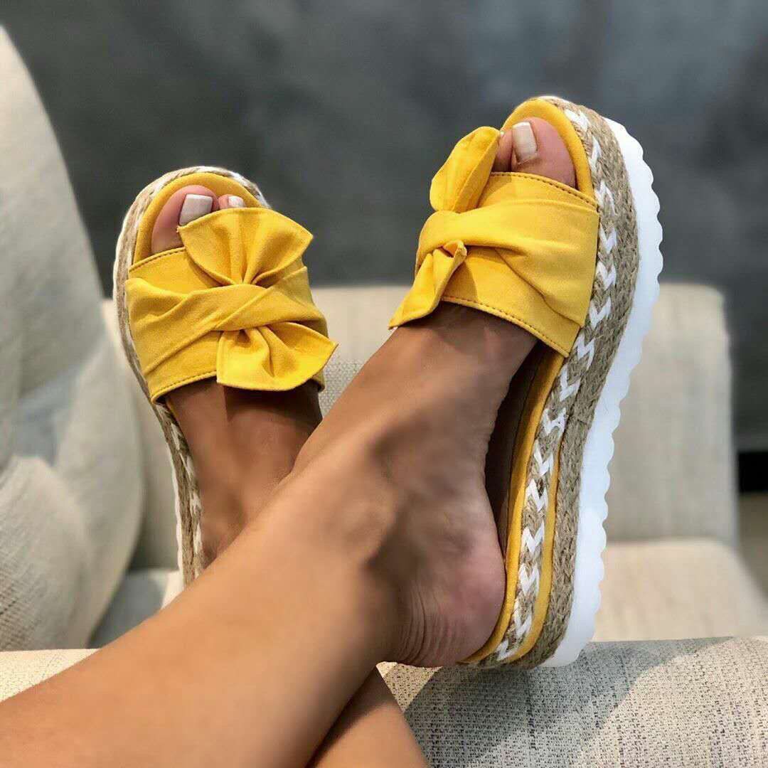 Women Bow Slippers Platform Shoes