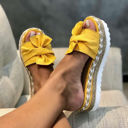 Women Bow Slippers Platform Shoes
