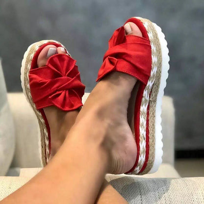 Women Bow Slippers Platform Shoes