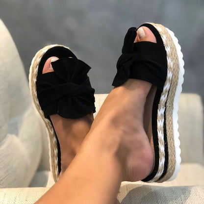 Women Bow Slippers Platform Shoes